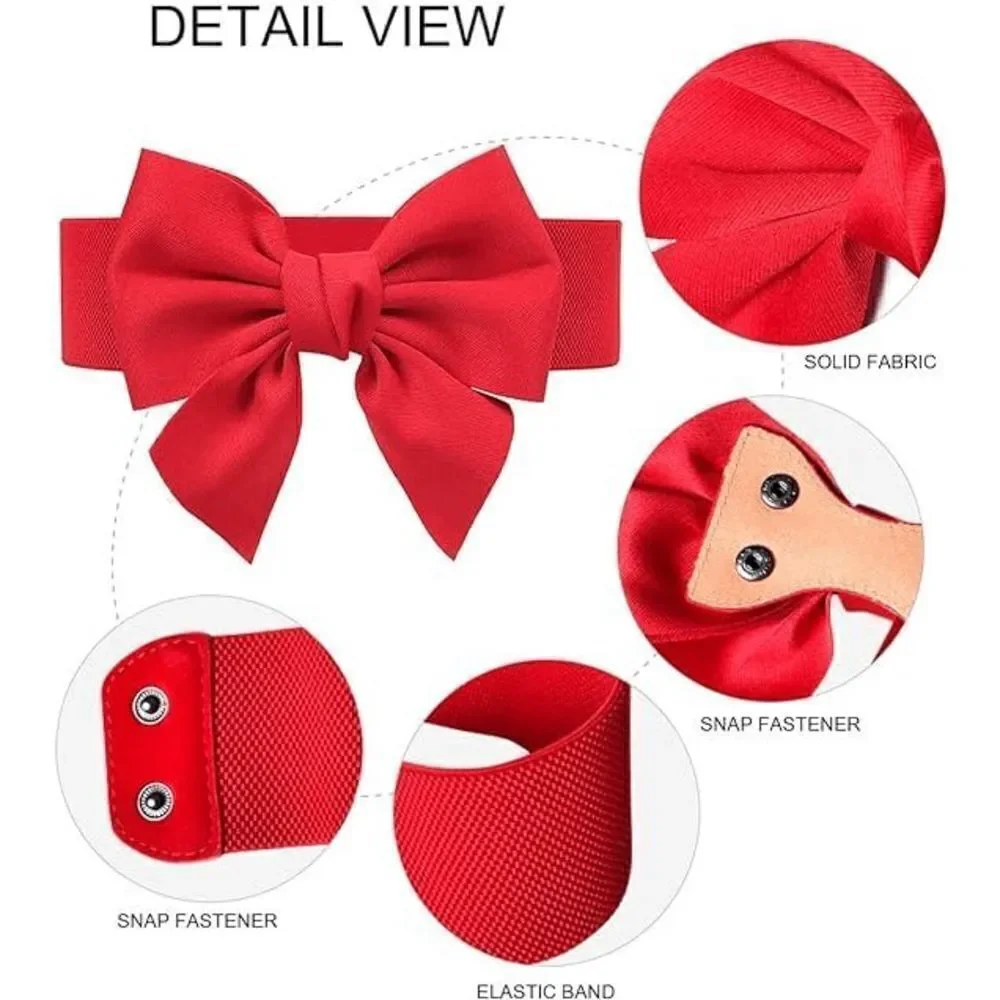 🎀 Red Bow Decor Elastic Stretchy Wide Corset Belt SIZE L-XL NEW
